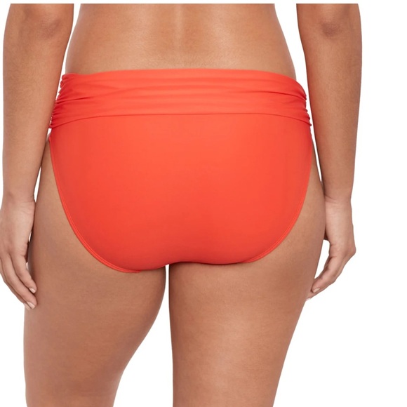 Lauren Ralph Lauren beach club ruched bikini swim bottom sunset orange size 10 - Picture 2 of 6